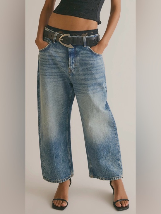 We The Free Denim - We The Free Deep Trance Dropped Boyfriend Jeans 25 Light Wash Cropped Wide Leg